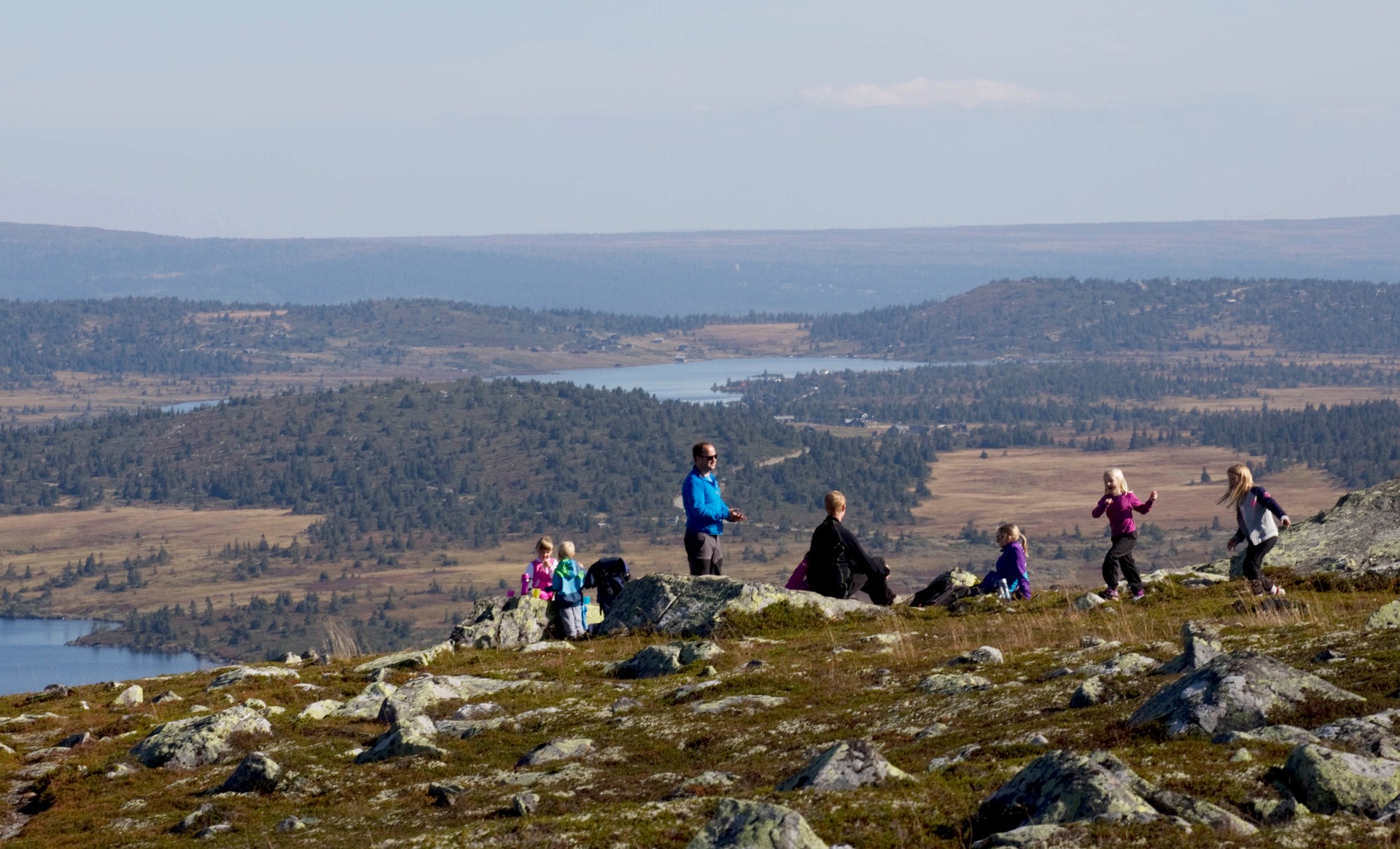 Family walk in the mountains of Nordseter
